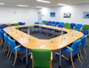 Conference Room laid out in boardroom style in The Deep Business Centre