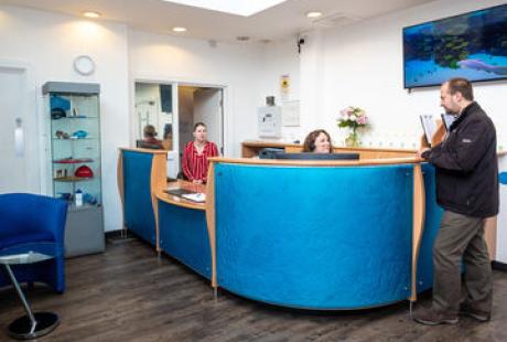 Wide angle view of the reception area