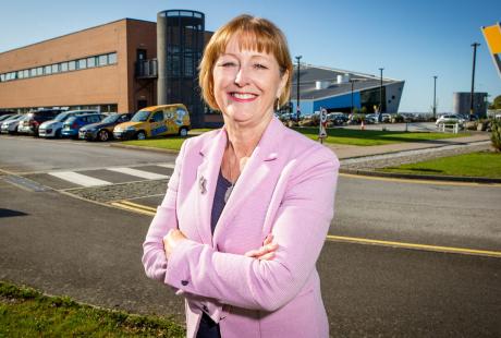 Freya Cross stood near Business Centre