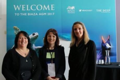 3 BIAZA members stood in front of welcome sign