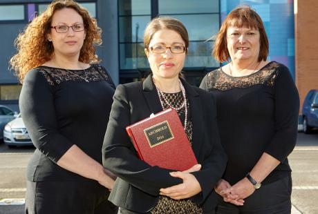 Vanessa Crossley with Sue and Leahanne in front of business centre